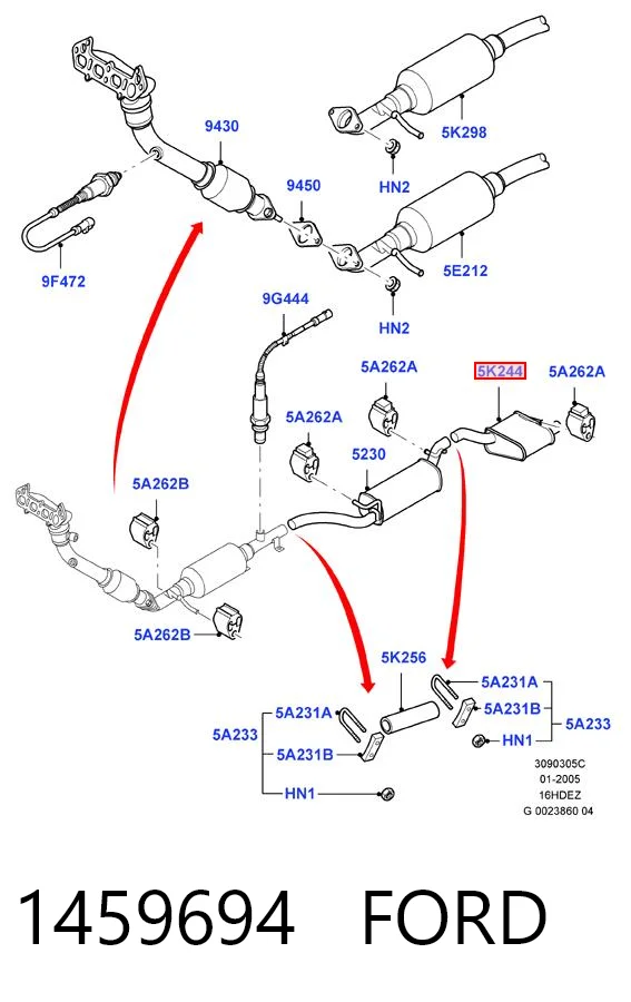 1459694 Ford Silenciador trasero