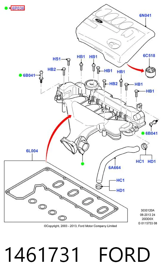 1461731 Ford Tapa de culata