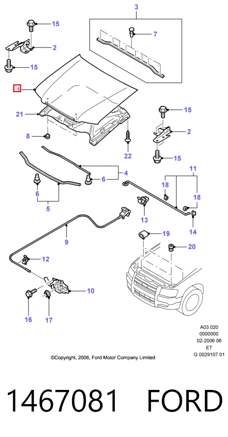 Capó delantero Ford Ranger  (2006-2011)