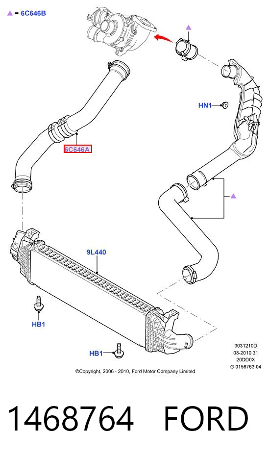 1468764 Ford Manguera del intercooler