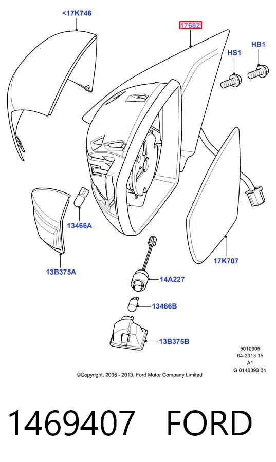 Espejo izquierdo Ford S-Max monovolumen (CA1) (2006 - 2014) precio, desde 126,32 EUR