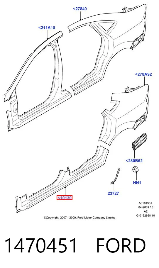 Umbral de puerta, derecha Ford Mondeo IV (2007-2014)