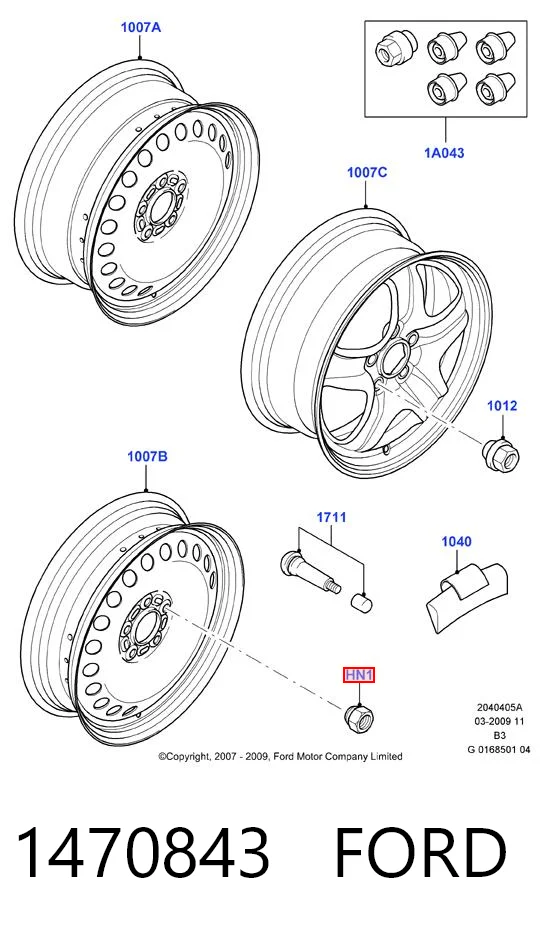 1470843 Ford Perno de rueda