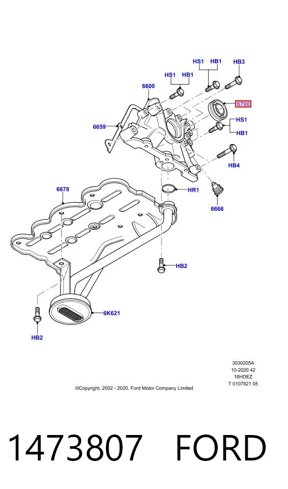 1473807 Ford Retén del cigüeñal frontal