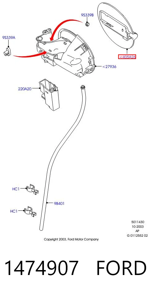 1474907 Ford Tapa tanque combustible