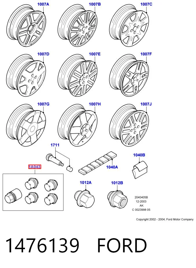 Tornillos para llantas Ford Fiesta V (2001-2008)