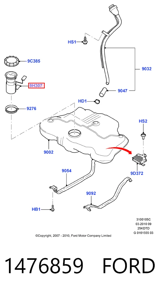 Módulo de bomba de combustible con sensor de nivel de combustible 1476859 FORD
