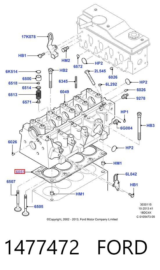 Empaquetadura de culata para Ford Galaxy II CA1 WA6