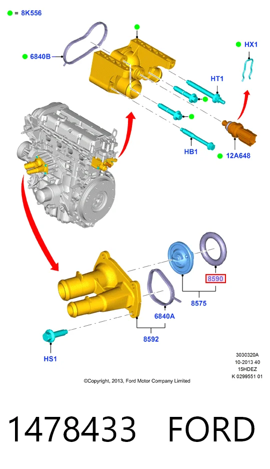  Junta de termostato Ford Focus 3