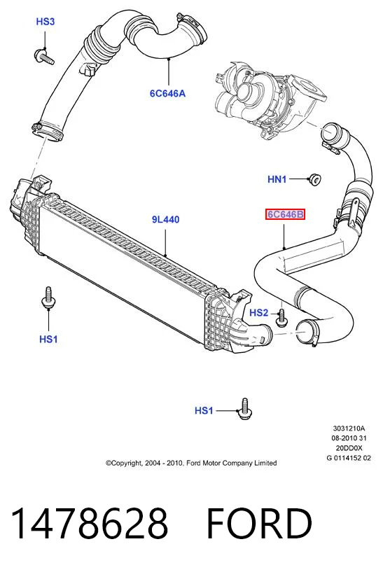 1478628 Ford Manguera del intercooler