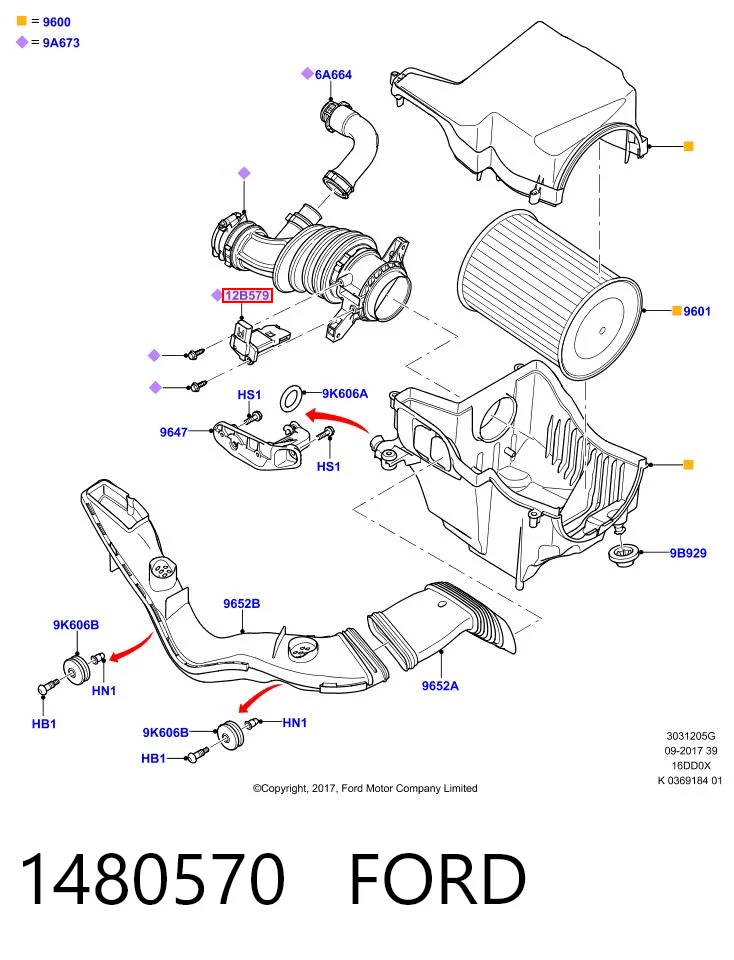1480570 Ford Sensor de flujo de aire