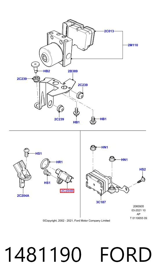 1481190 Ford Sensor de freno, trasero