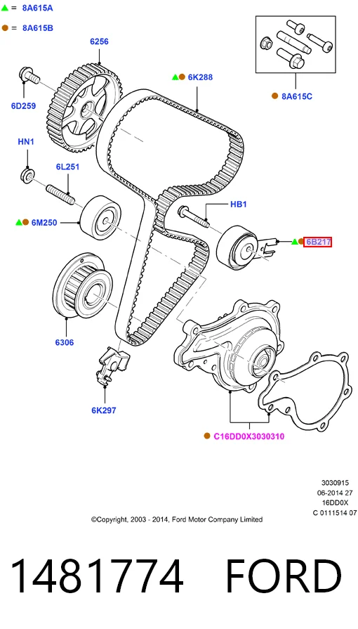 Rodillo tensor cadena para Citroen C4  (UD)