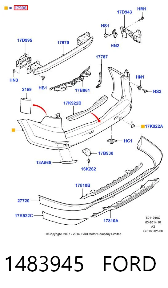Defensa trasero para Ford Mondeo IV CA2