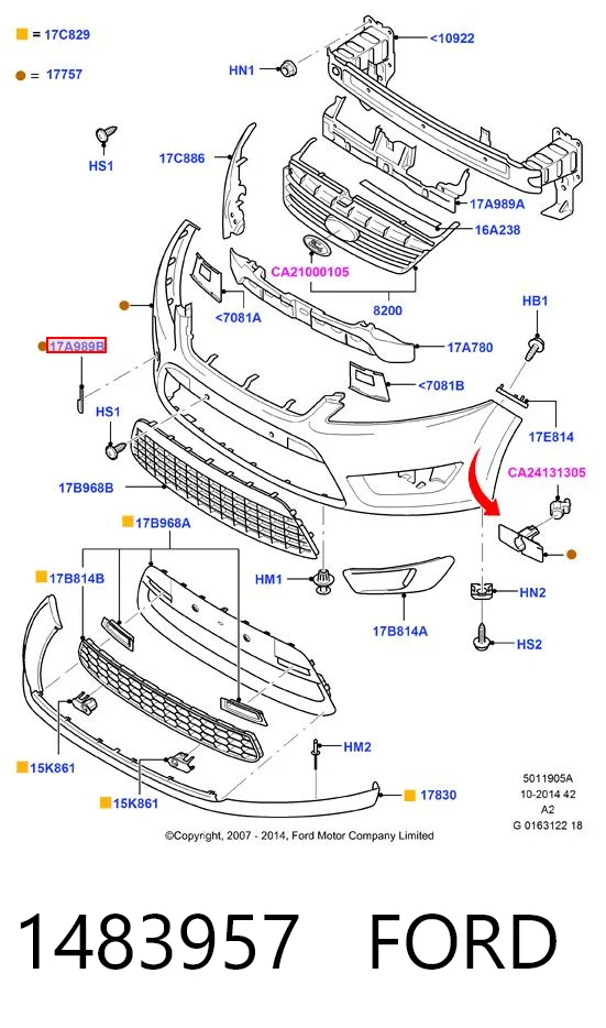 Comprar Tapa del gancho de remolque del parachoques delantero Ford Mondeo IV CA2 a bajo precio