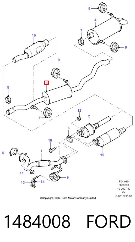1484008 Ford Silenciador central