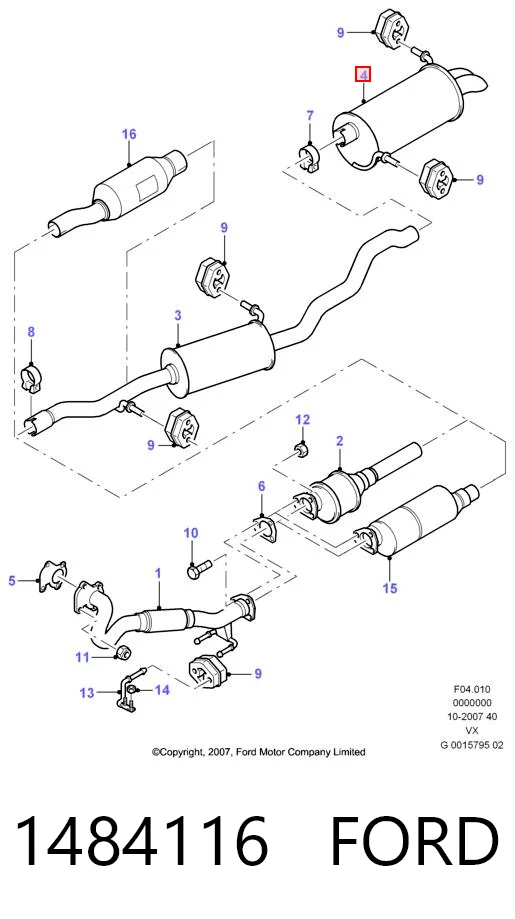 1484116 Ford Silenciador trasero