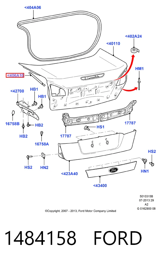 Muelle neumatico maletero para Ford Mondeo IV (CA2)