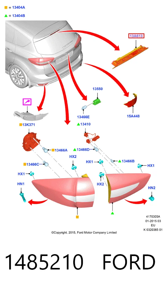 Luz central de freno para Ford C-Max Grand CB7