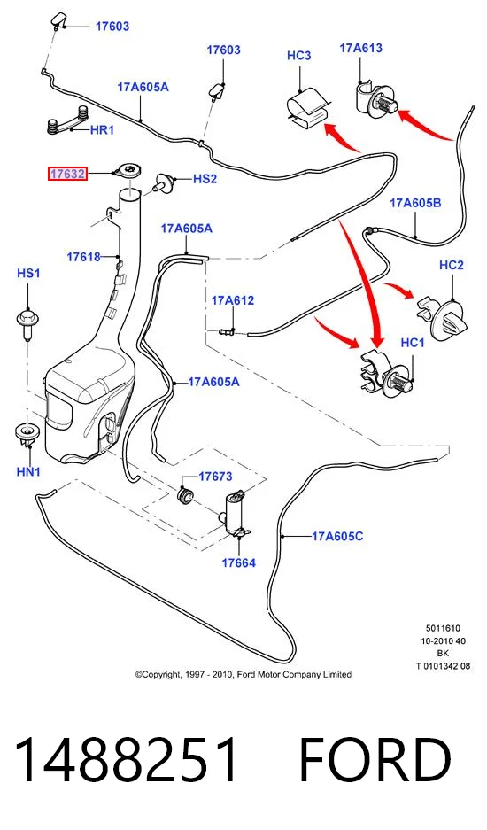 1488251 Ford Tapón del radiador de refrigerante