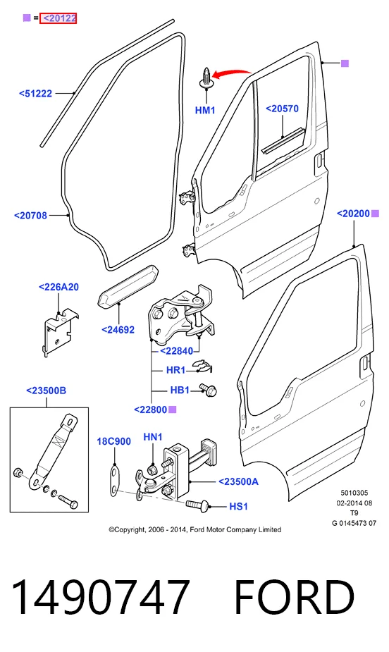 Puerta delantera para Ford Transit VI V347/8