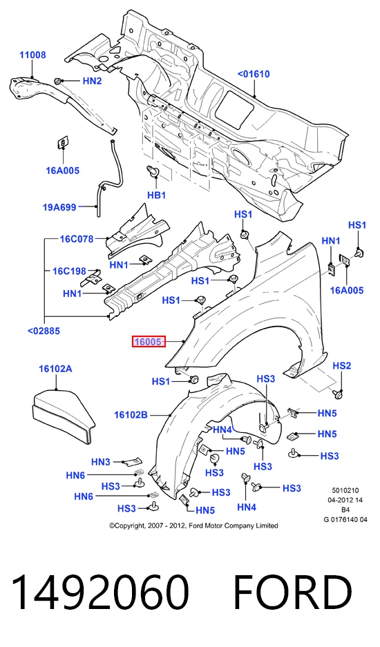 Aleta delantera izquierda para Ford Focus II DA, HCP, DP