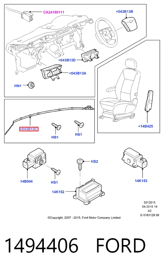 Airbag de cortina lateral izquierda 1494406 FORD
