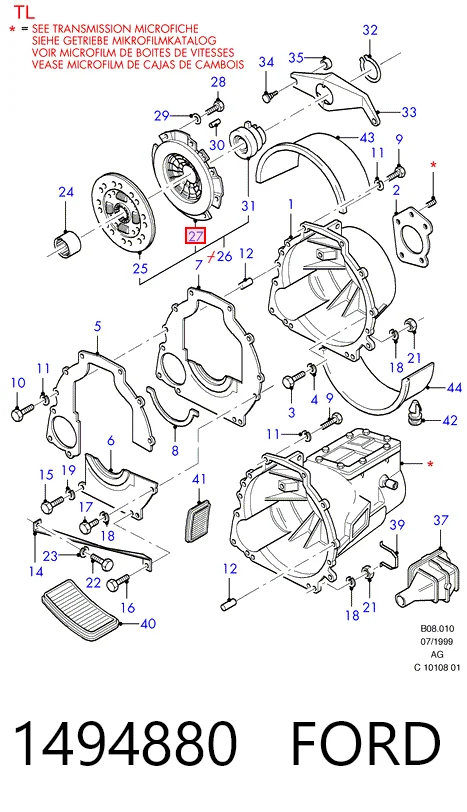plato de presion del embrague funcion Ford Transit  (1977-1986)