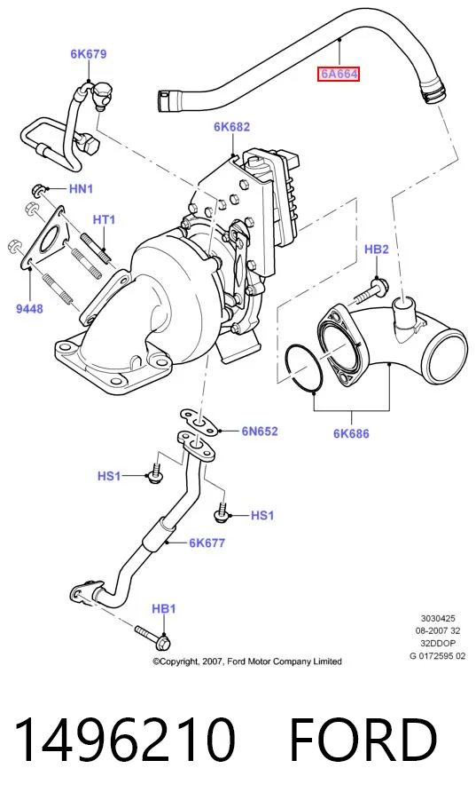 Tubo flexible, ventilación bloque motor  Ford Transit  (V347/8)