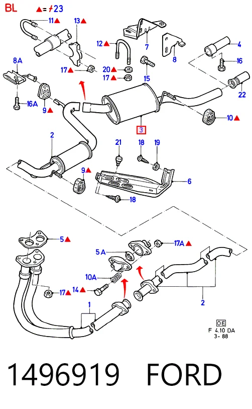 Silenciador trasero para Ford Orion II AFF