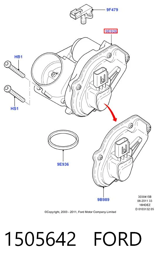 1505642 Ford Mariposa de admisión