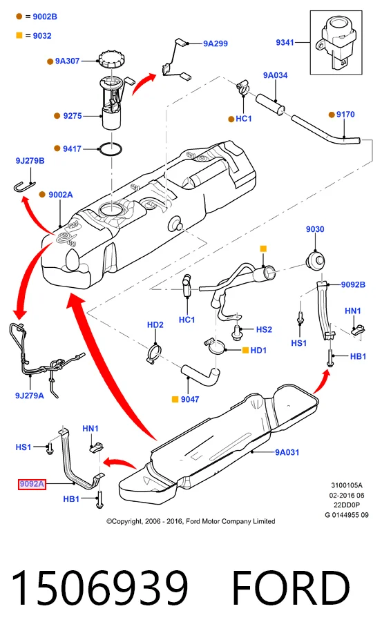 1506939 Ford Soporte del tanque de combustible
