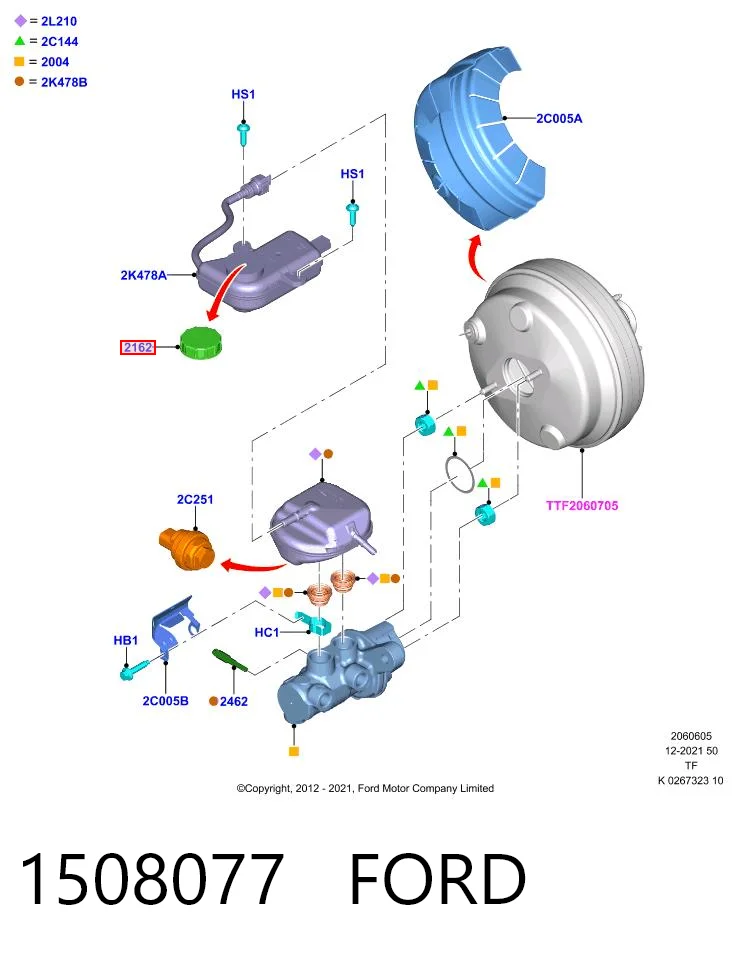 1508077 Ford Tapa del depósito del cilindro maestro de freno