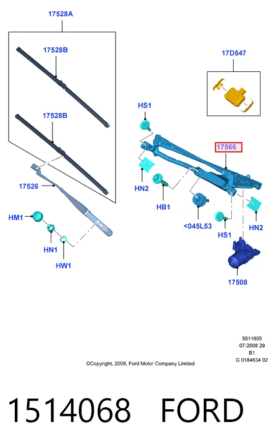 Varillaje de limpiaparabrisas para Ford Fiesta Mk6 CB1