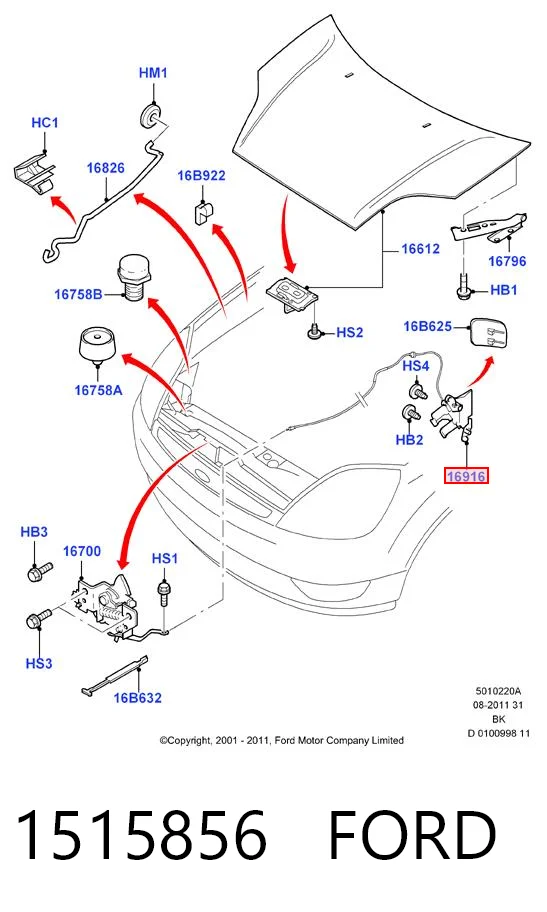 Soporte del amortiguador delantero 1515856 FORD