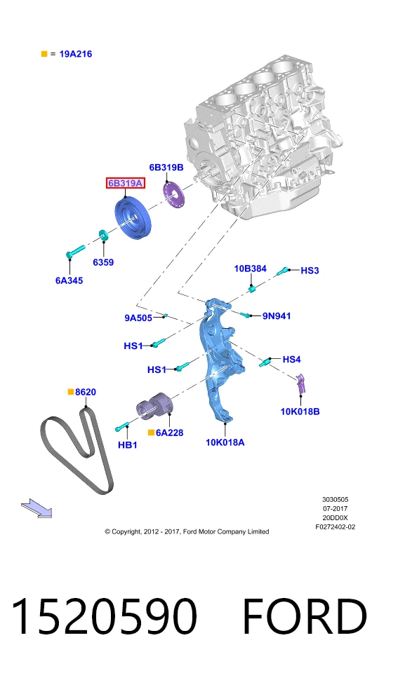 Polea del cigüeñal 1520590 FORD