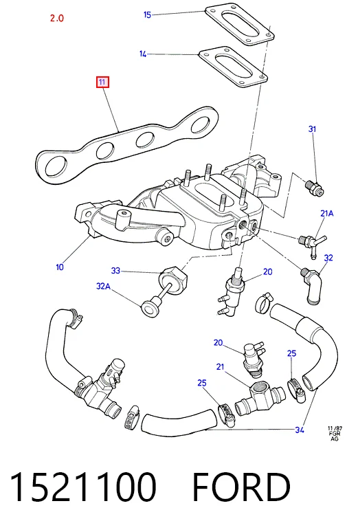 Juego de juntas, colector de admisión Ford Taunus  (1979-1982)