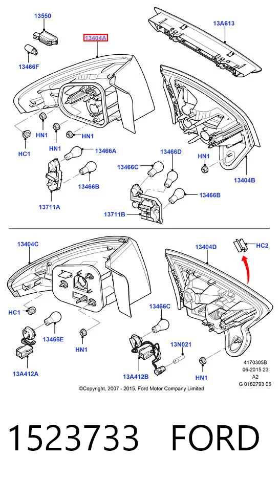 1523733 Ford Piloto trasero exterior izquierdo