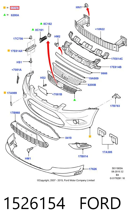 1526154 Ford Paragolpes delantero