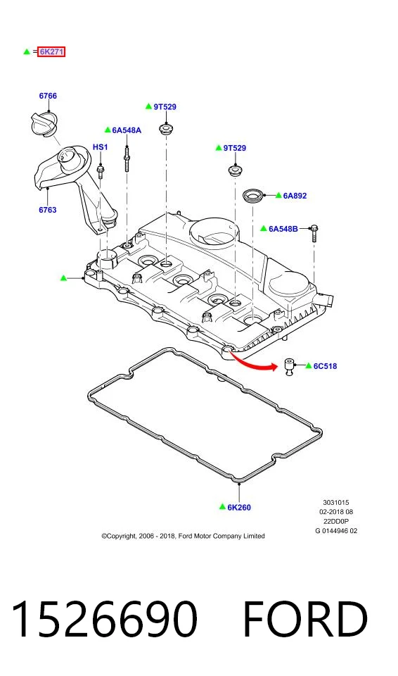 1526690 Ford Tapa de culata
