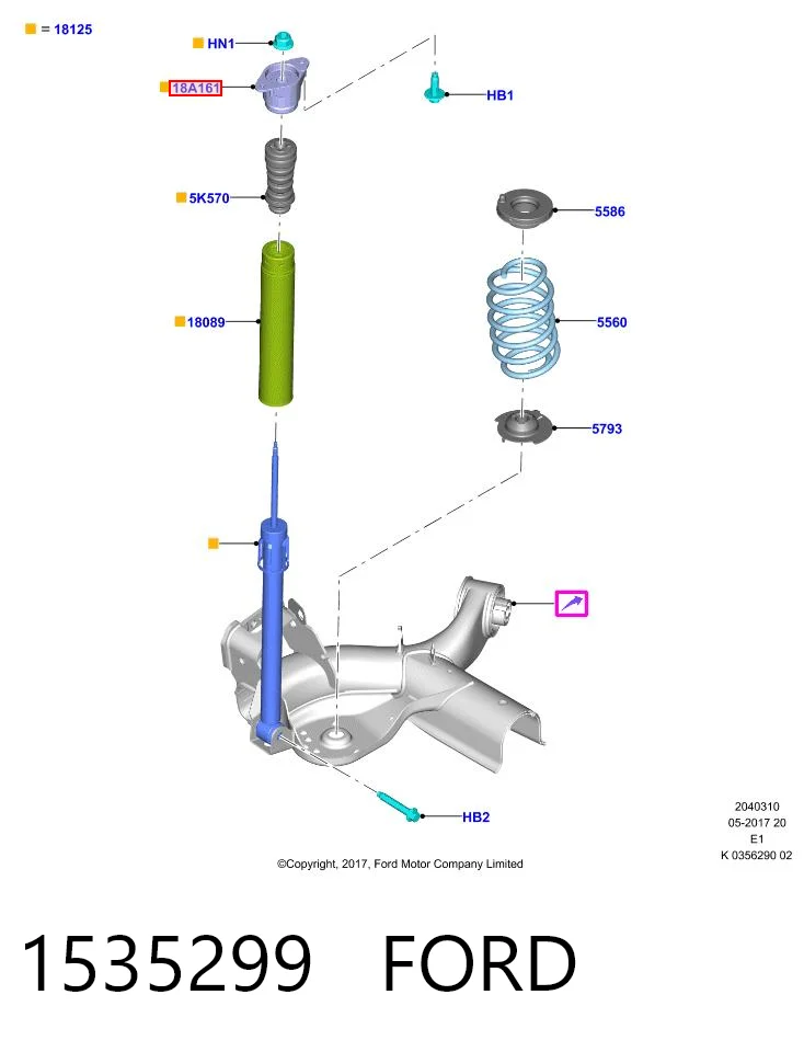 1535299 Ford Soporte amortiguador trasero