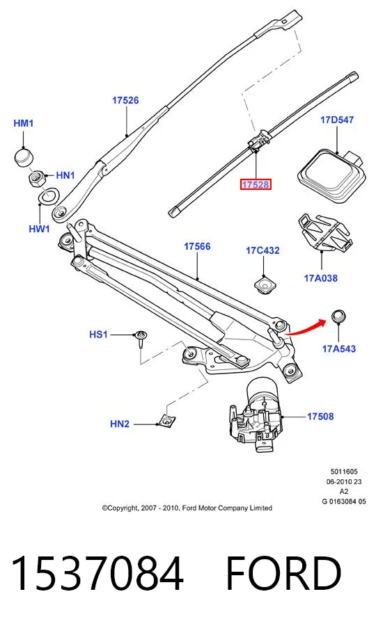 1537084 Ford Escobillas Limpiaparabrisas delanteras