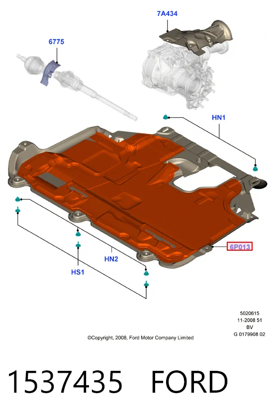 Protector antiempotramiento del motor  Ford Kuga I (2008-2012)