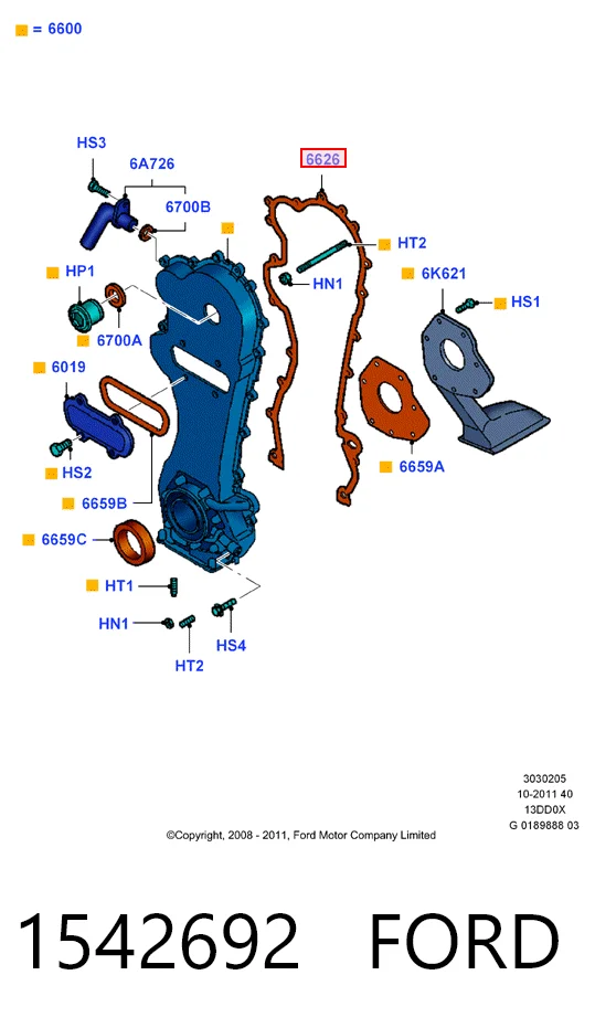  Junta de tapa frontal del motor Fiat Doblo 1
