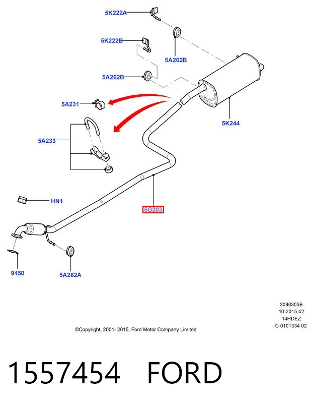 1557454 Ford Silenciador central