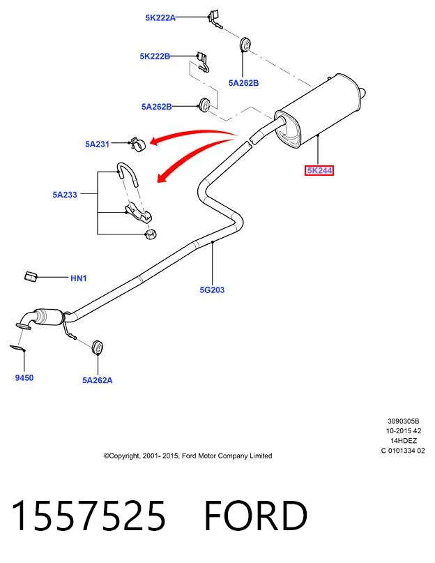 1557525 Ford Silenciador trasero