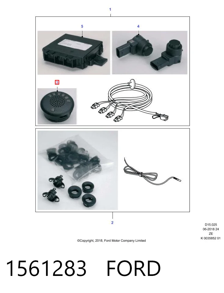 Pantalla de sensor de aparcamiento 1561283 FORD