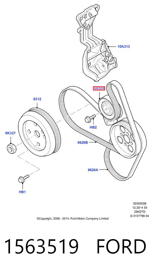 Tensor de la correa trapecial poli v Ford Mondeo IV (CA2)