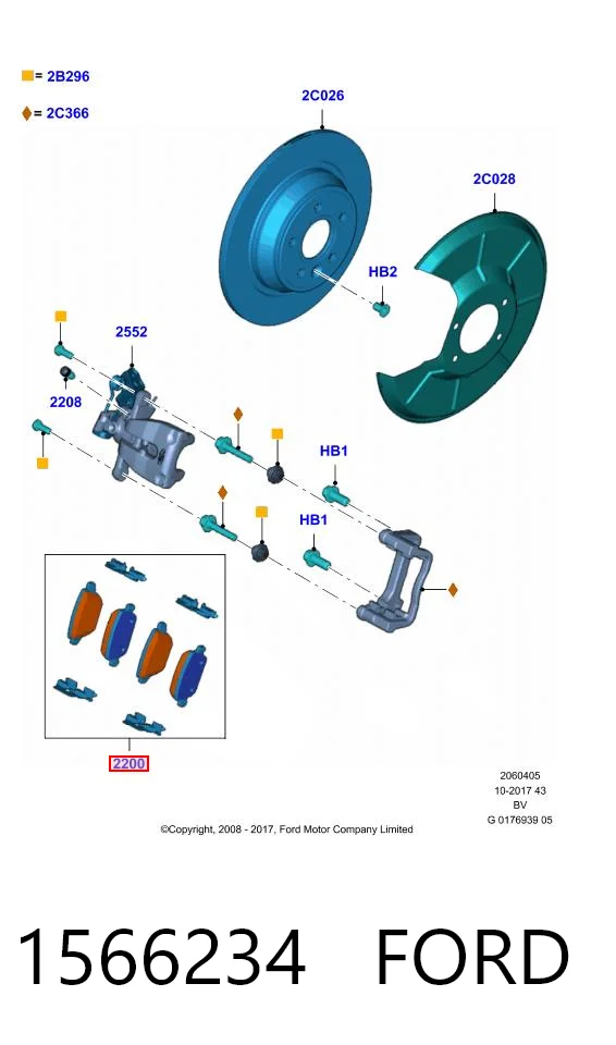 1566234 Ford Pastillas freno traseras
