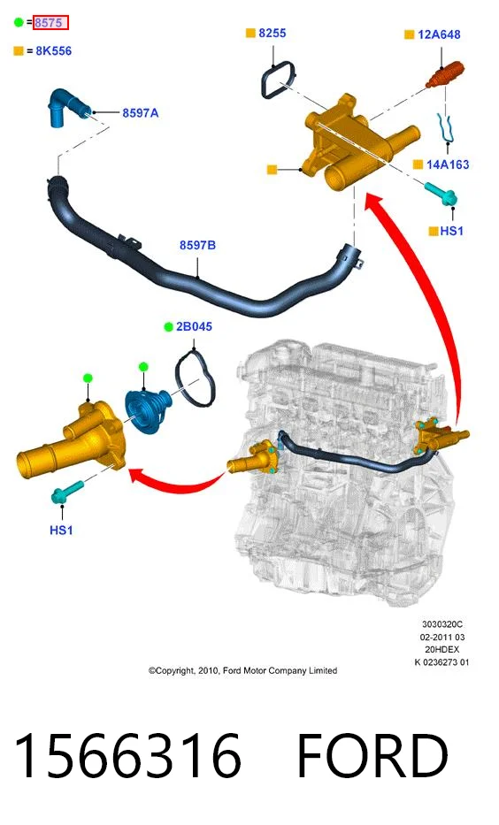 1566316 Ford Termostato de agua